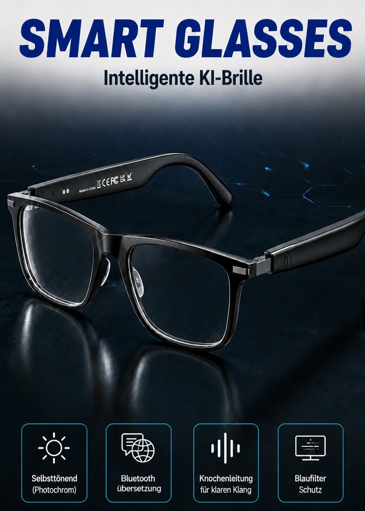 Echtzeit-AI-Übersetzungs-Sonnenbrille mit intelligentem Zoom
