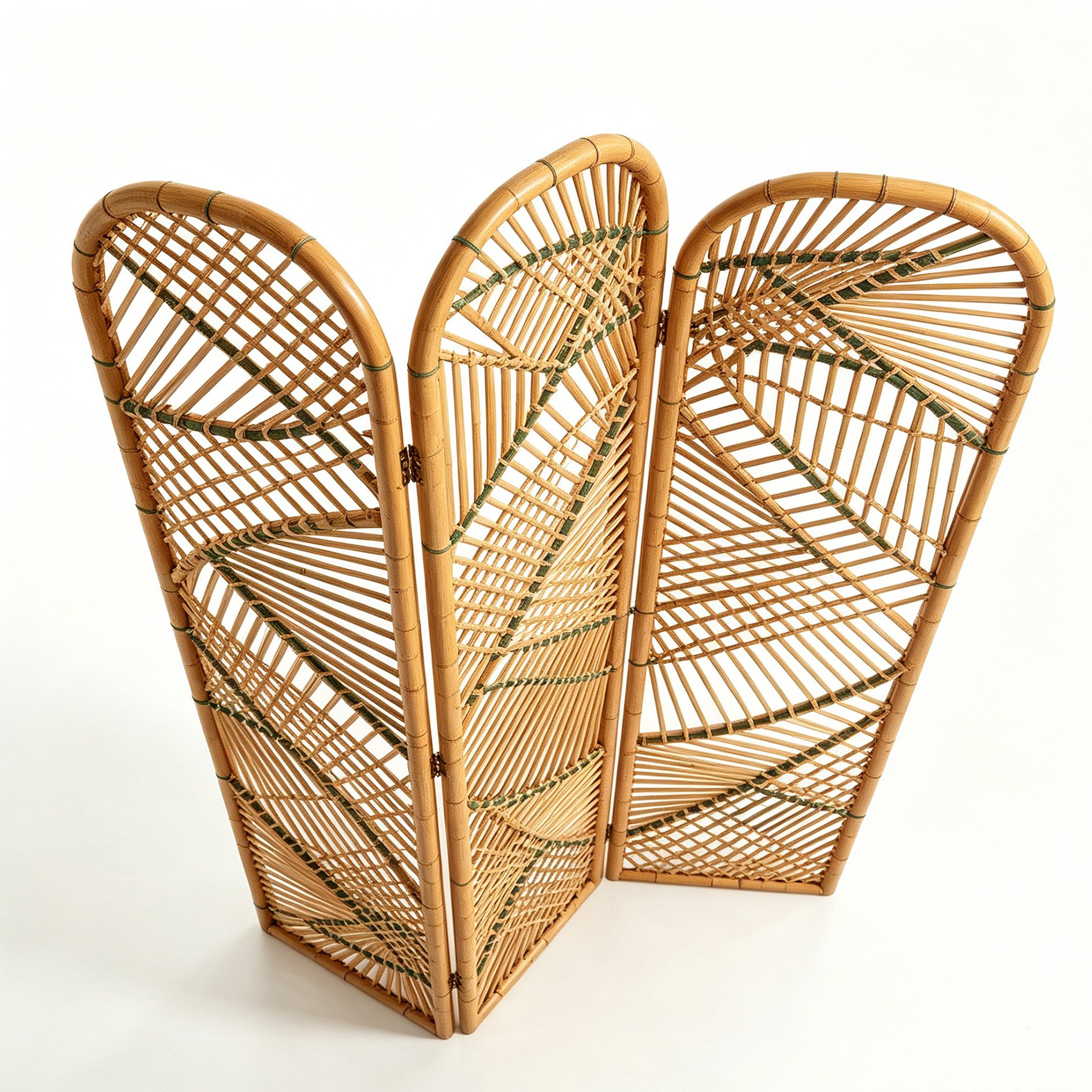 Close-up of eco-friendly rattan weaving with bamboo pattern