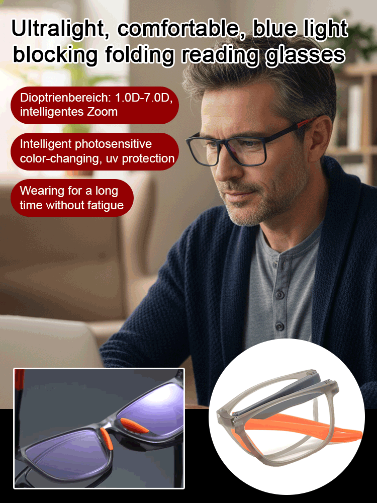Ultra-light comfortable anti-blue light folding reading glasses
