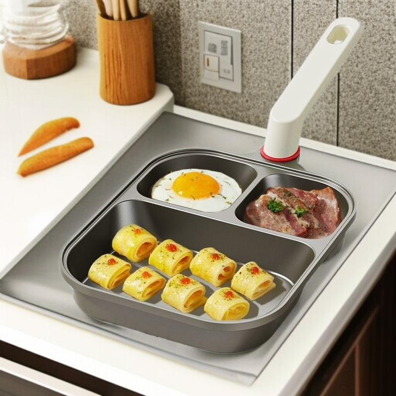 Titanium three-in-one frying pan breakfast pan non-stick pan fried egg hamburger non-stick thickened