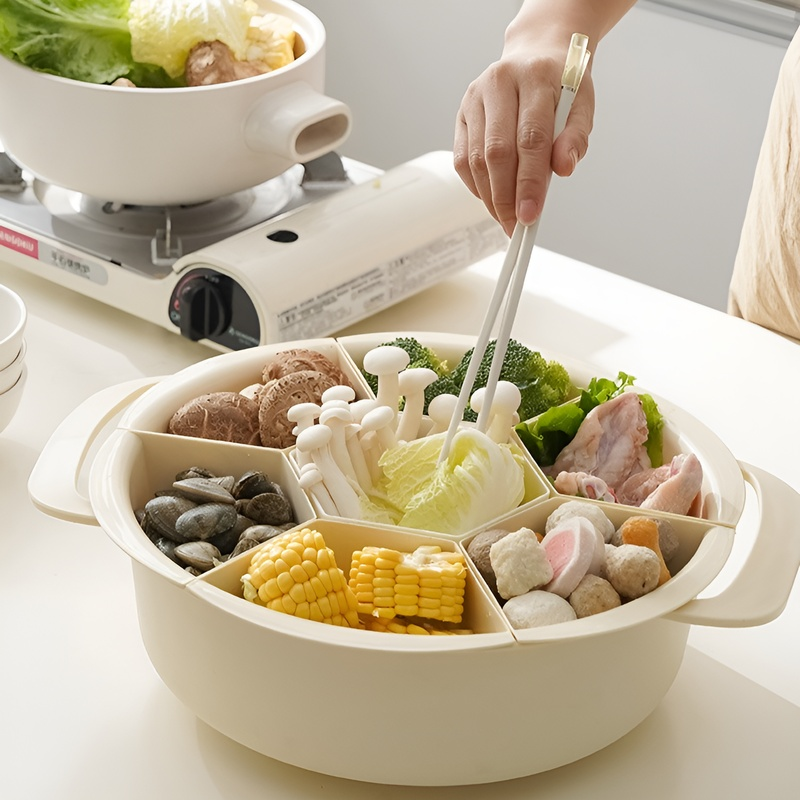 จานแบ่งหลายฟังก์ชันสำหรับใส่อาหารและหม้อ