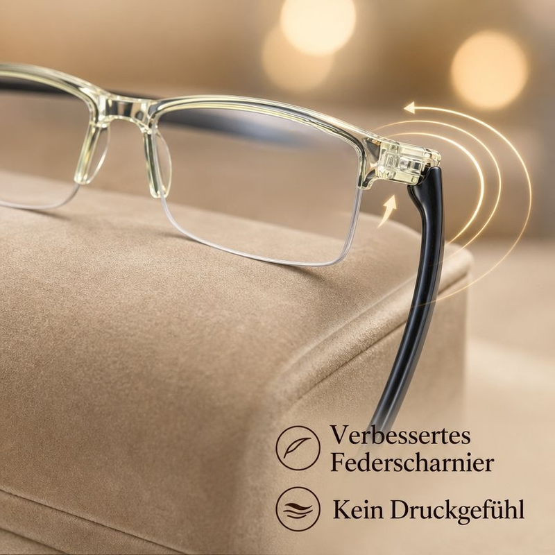 Ruige Smart-Zoom Lesebrille Gelb Klein, Blaulichtschutz, Upgrade mit Federbügeln