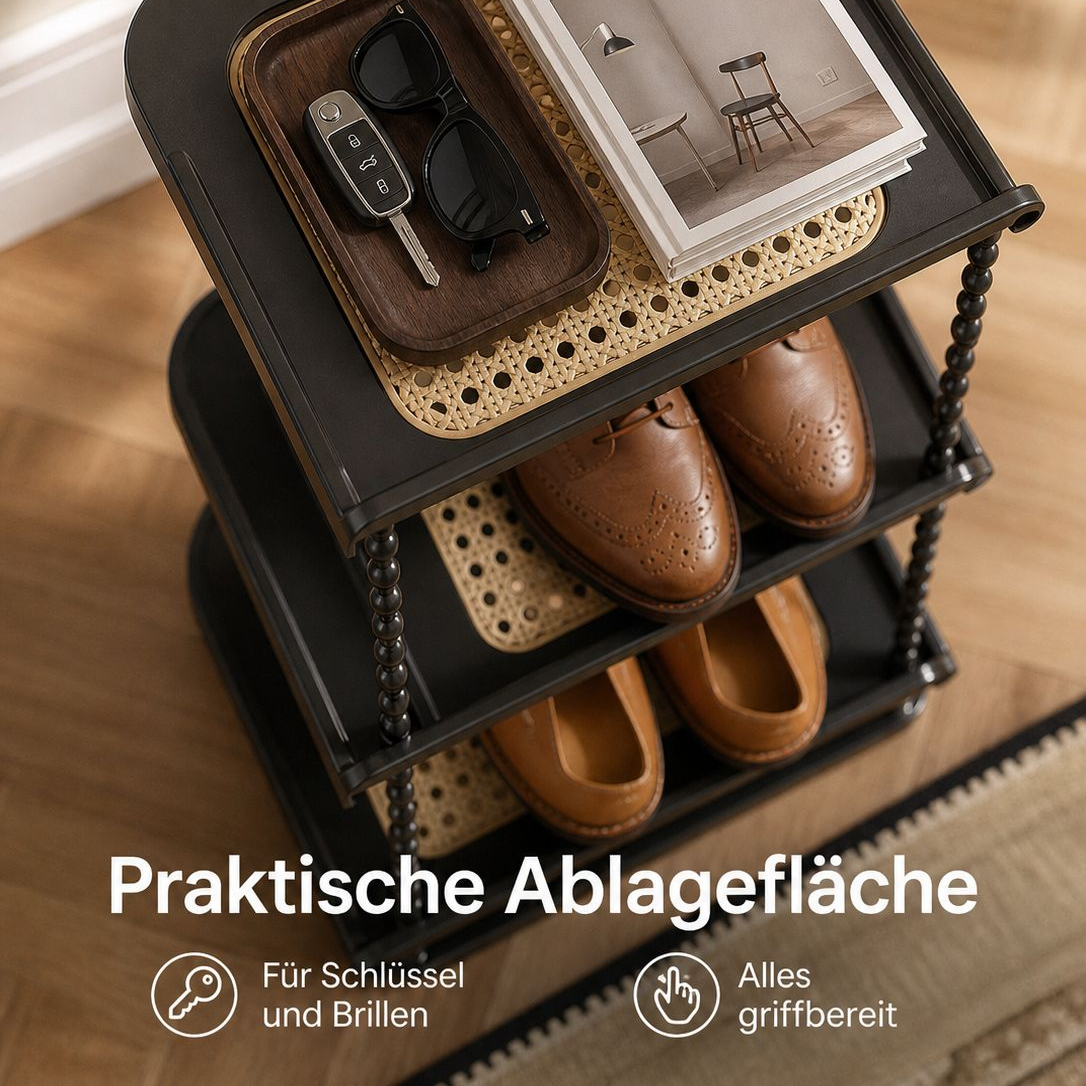 Standschuhregal aus Rattan, schräg, mehrlagig und vielseitig einsetzbar