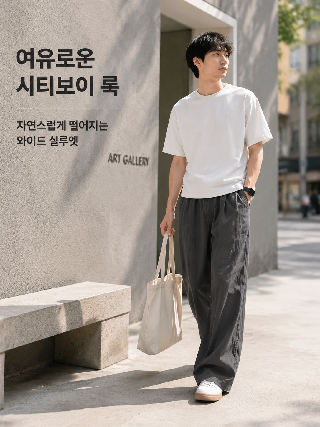 남성 여름 바지 디테일 확대 이미지
