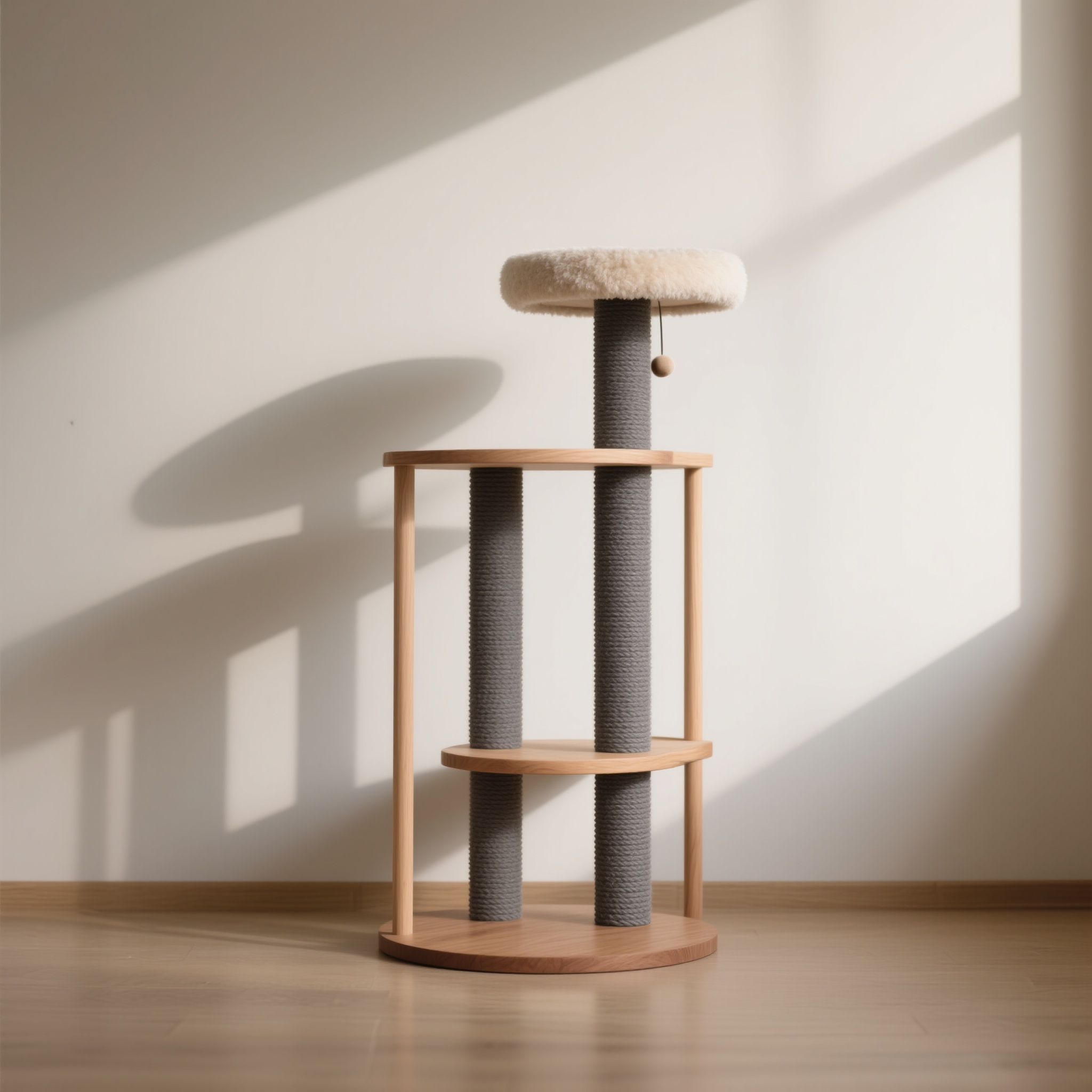 심플한 원목 벨벳 고양이 스크래쳐