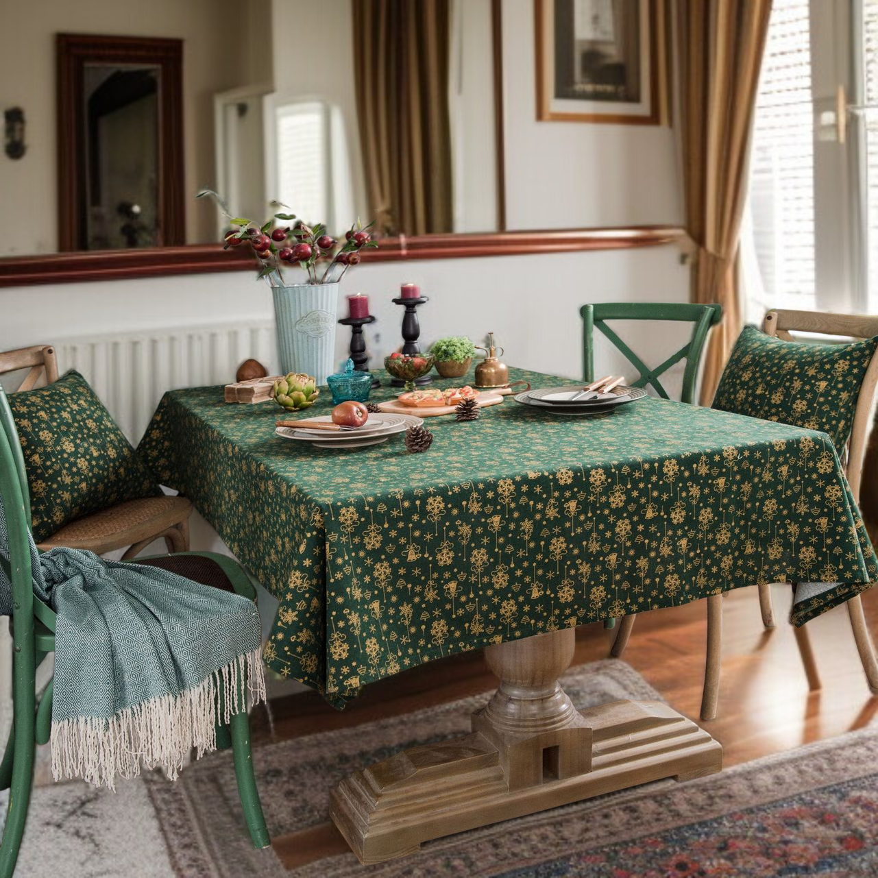 면 마 장방형 크리스마스 다림질 식탁보