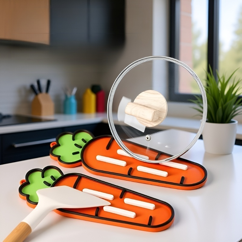  당근 모양 실리콘 냄비뚜껑 거치대 다용도 매트