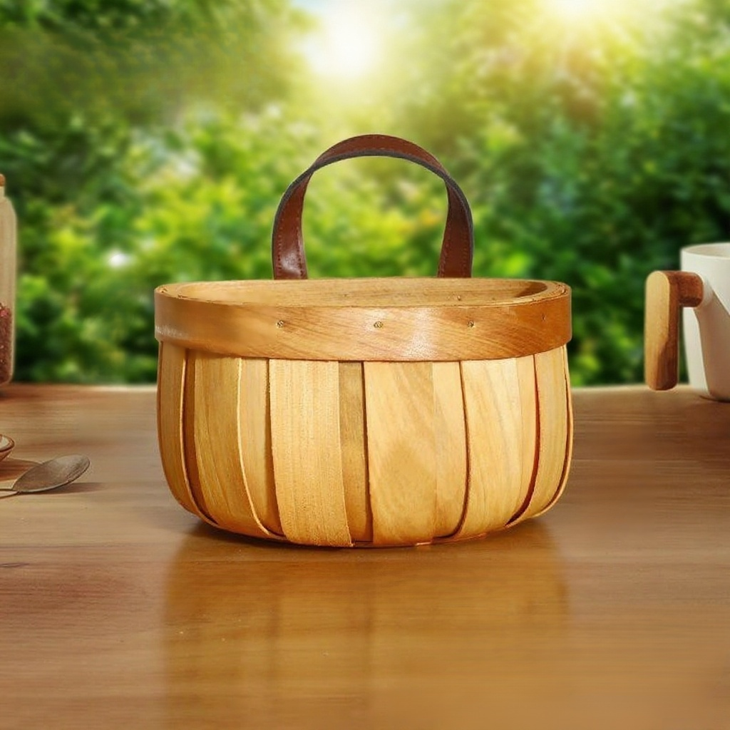 廚房竹編壁掛收納筐