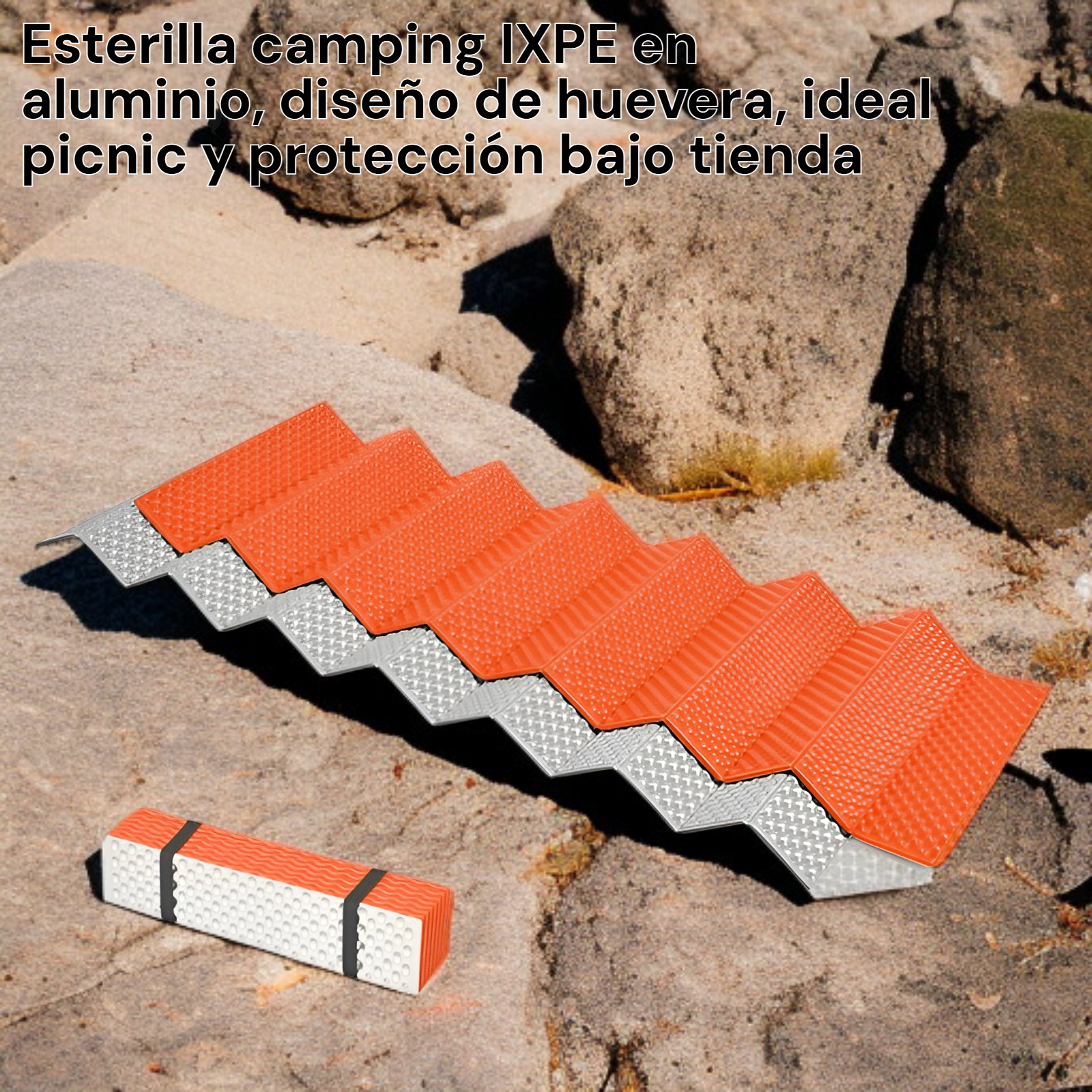  Esterilla de picnic IXPE aluminizada, diseño de huevera, para acampar y colocar bajo la tienda