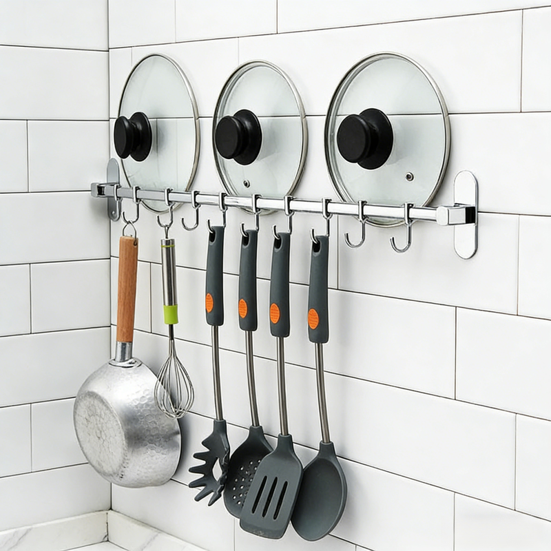 Wielofunkcyjny stalowy wieszak bez wiercenia do kuchni i łazienki