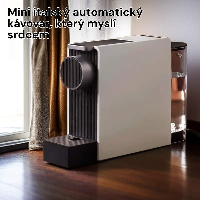 Malý italský kávovar s automatickým provozem, inspirovaný srdcem