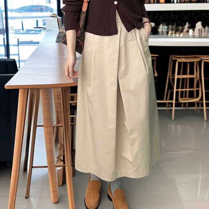 스커트녀 언밸런스 주름 A라인 스커트 낙하산 스커트 스커트 도천 여성 스커트