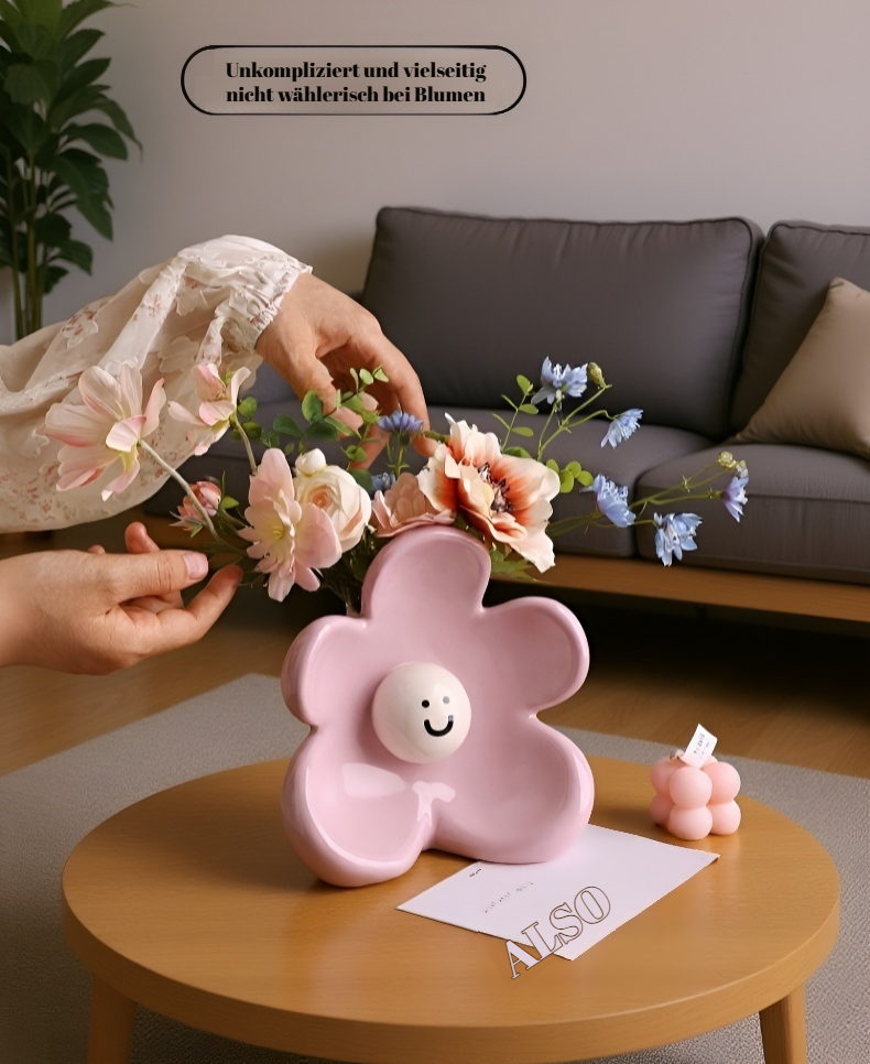 Keramik Blumenvase mit süßem Design für Wohnzimmer