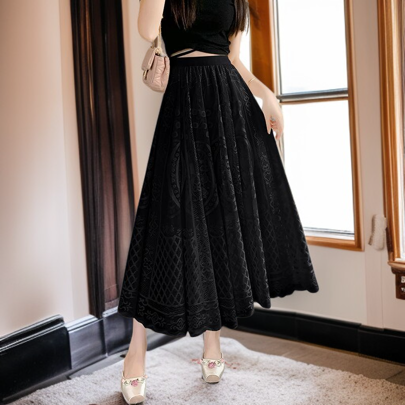 春新作 ハイウエスト ミディアム丈 フェアリースカート レディース