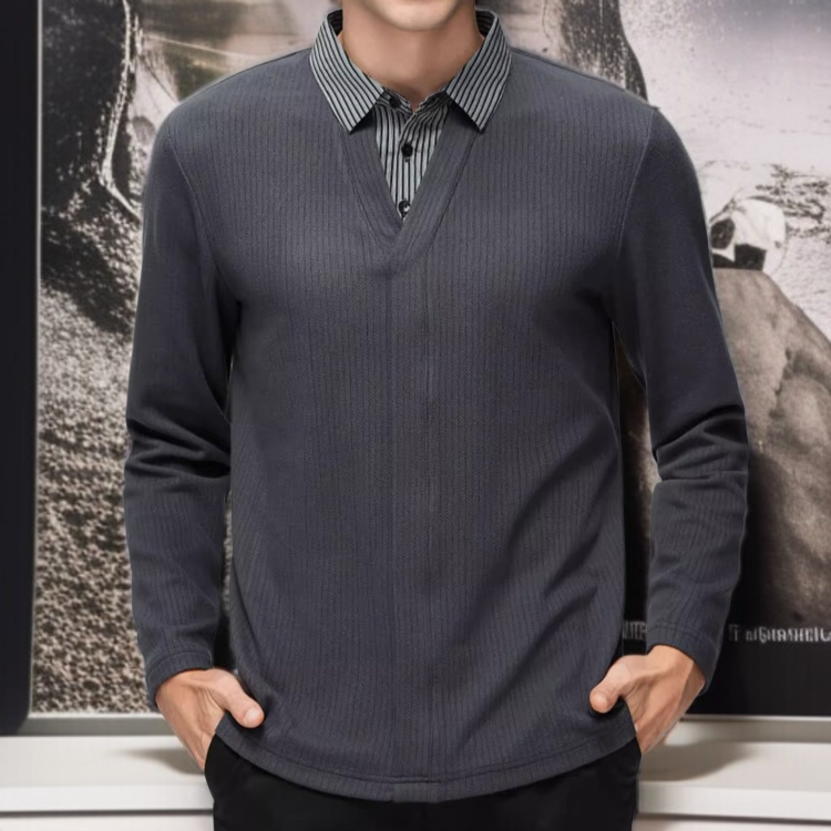 남자 루즈핏 맨투맨 데일리 통근 니트 긴팔 휴가 투피스 스트라이프 맨투맨 루즈핏 긴팔 니트 탑