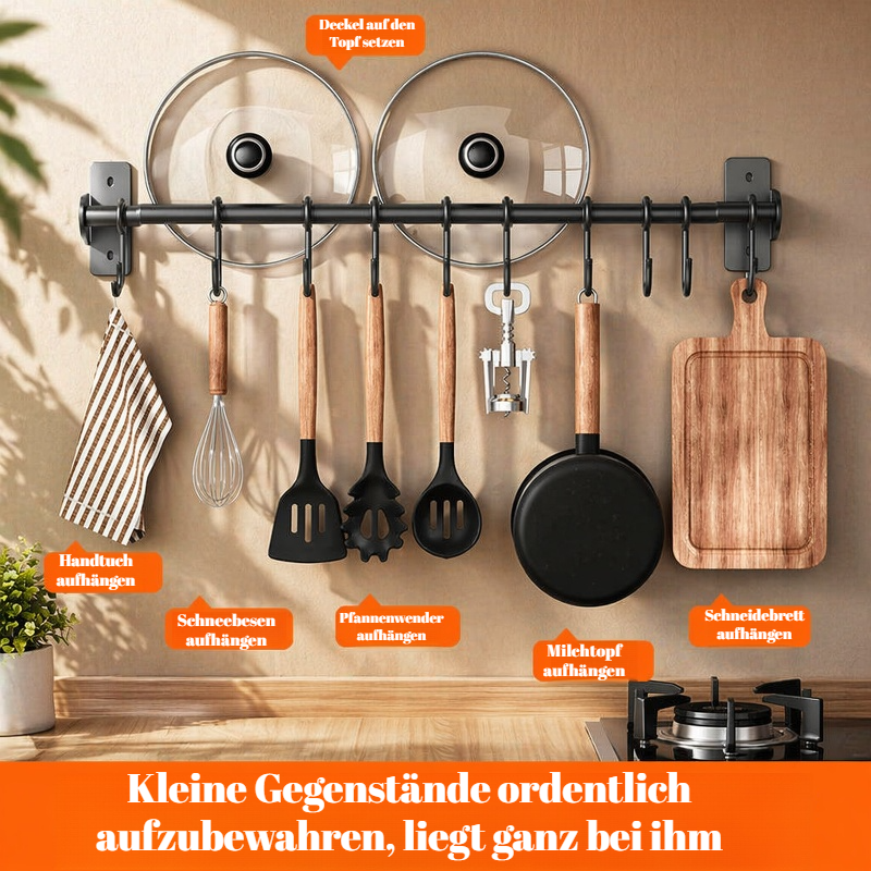 Wandmontiertes multifunktionales Küchenhakenregal ohne Bohren