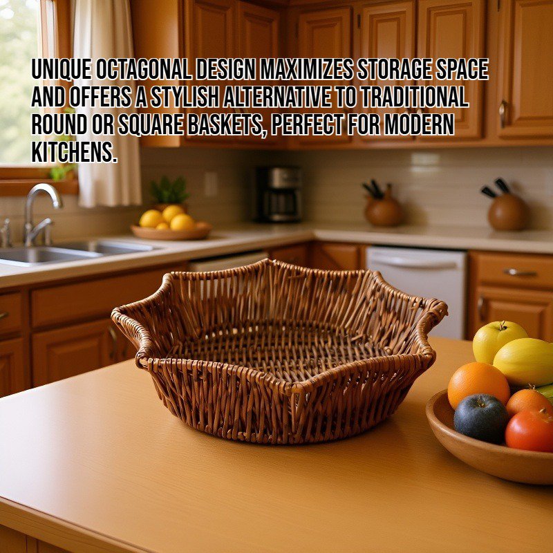 octagonal rattan kitchen storage basket