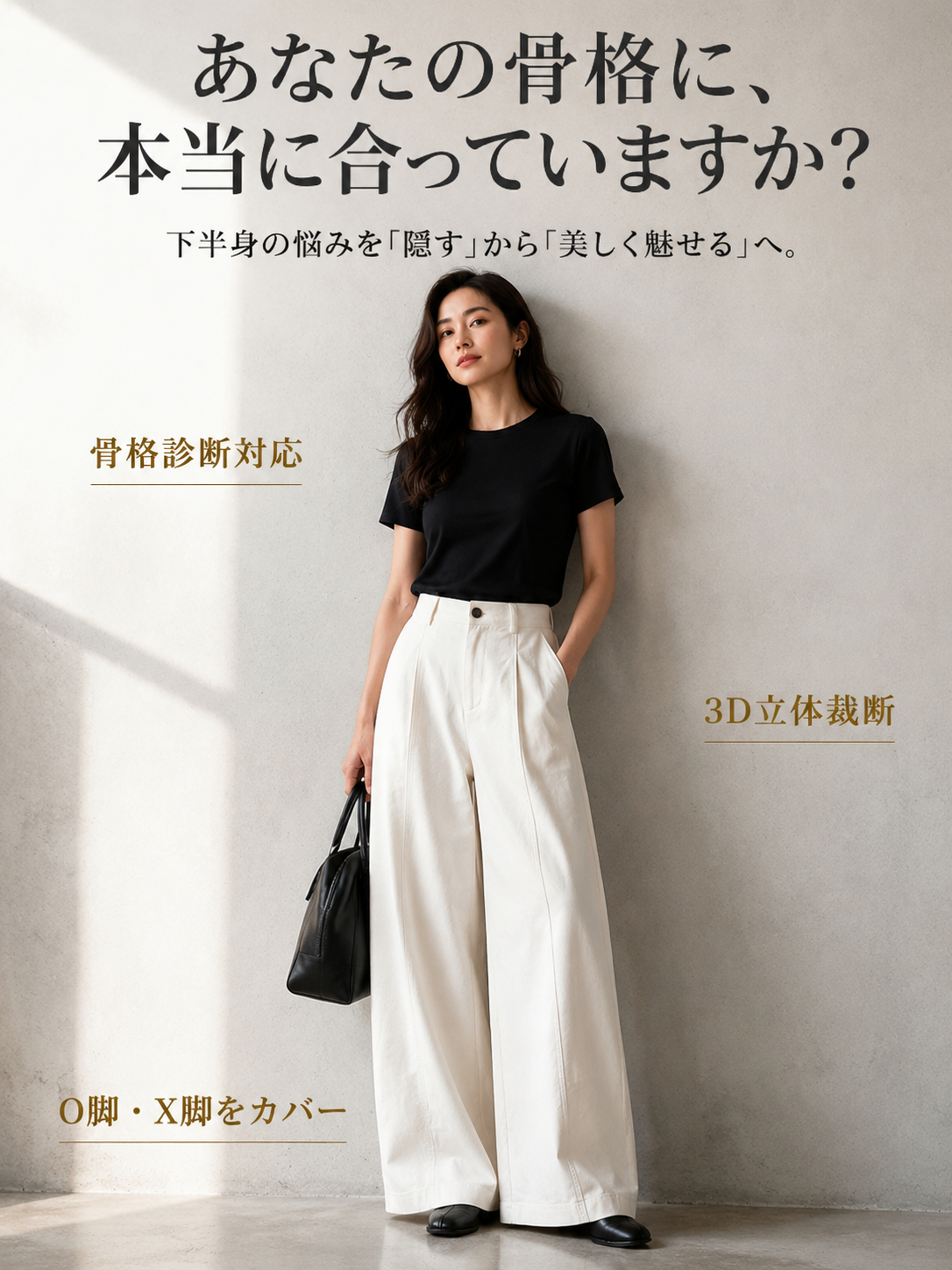 Monolly 神シルエット 骨格診断対応ワイドパンツ | 洗練された大人の余裕