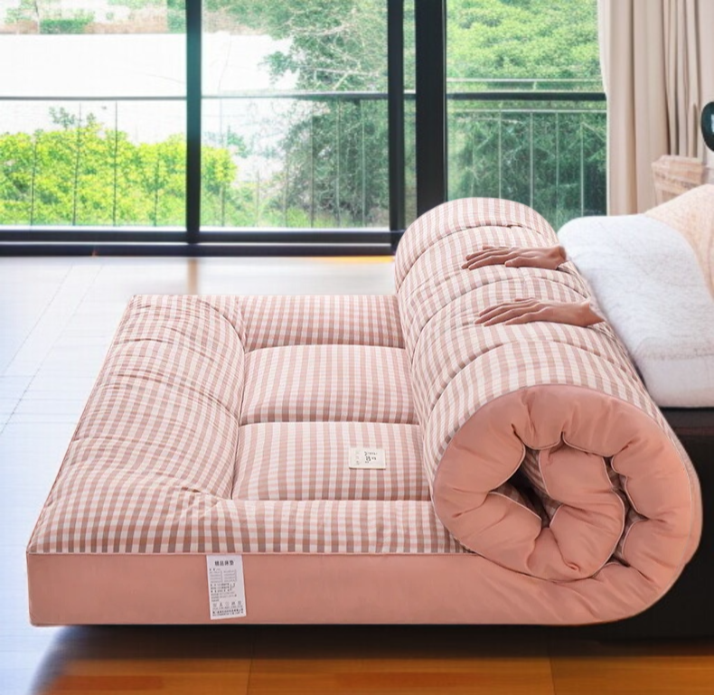 피부 친화 벨벳 소재의 기숙사 매트리스 디테일