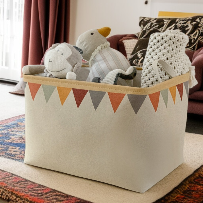 Boîte de rangement en toile avec ceinture en tissu, boîte de rangement pour jouets et vêtements