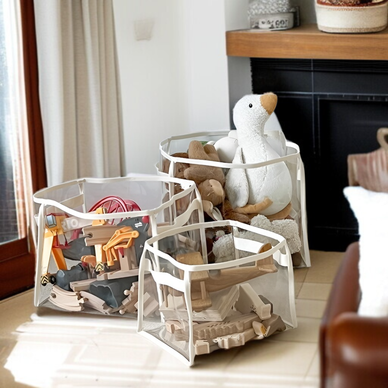 대용량 투명 수납 바구니 장난감 간식 잡동사니 수납 바구니 휴대용 대용량 수납 바구니