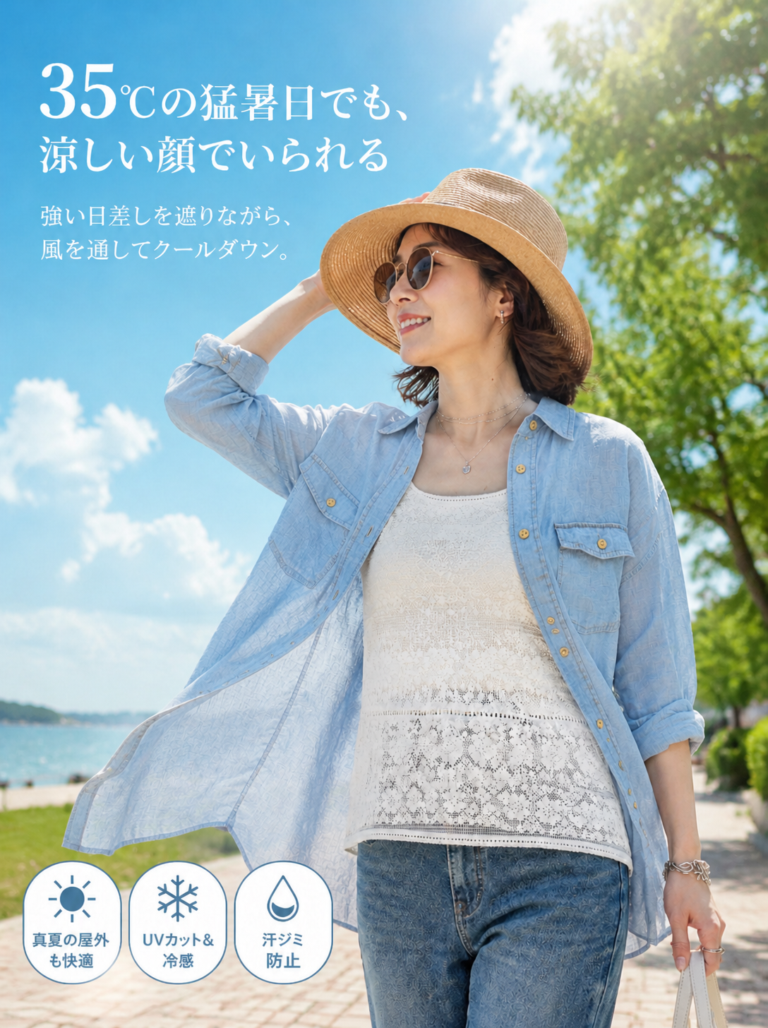 シアーデニム3WAYシャツ