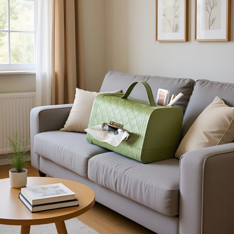 작은 샤넬 스타일 가방 모양 휴지함