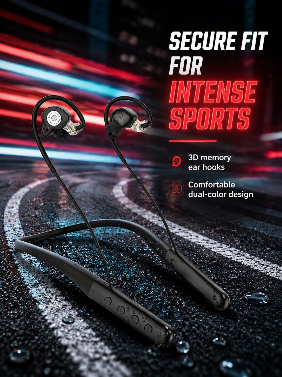 Sports Bluetooth Earphones with Deep Bass, Noise Cancelling, Neckband HiFi Sound, Long Battery Life