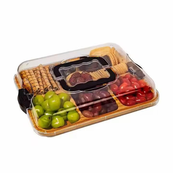 食品グレードプラスチック蓋付きピクニックチーズプレート