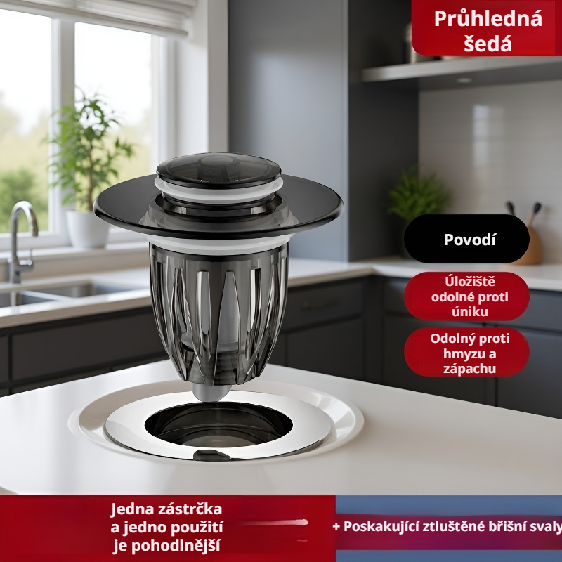 Černý odtokový uzávěr pro umyvadlo