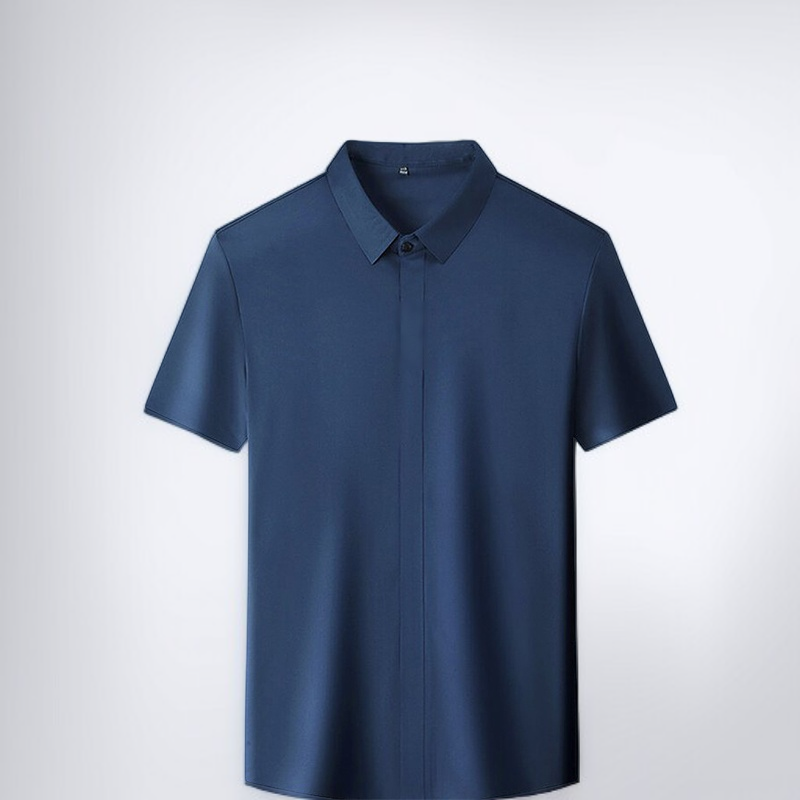 ビジネスメンズファッションシャツ 中年男性用ノンマーキング高弾性アイスシルク半袖シャツ サマーファッション・ビジネスシャツ