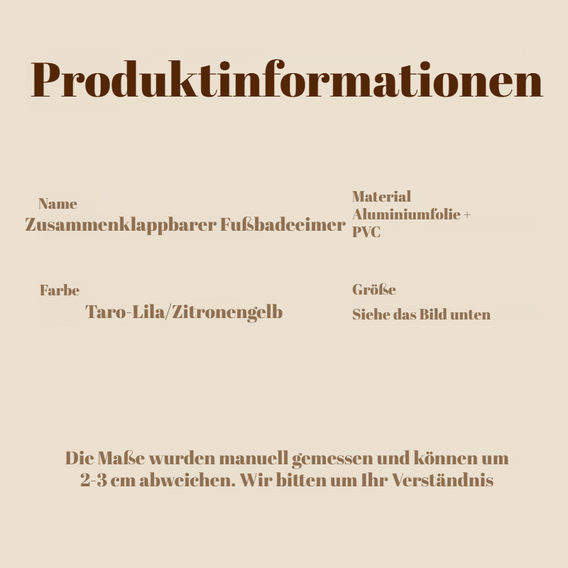 Faltbarer, erhöhter, isolierter Fußbad-Eimer