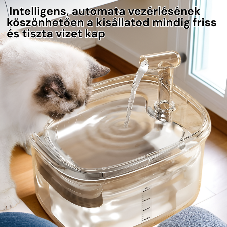 Intelligens, automata, körforgásos szűrőrendszerű kisállat itató