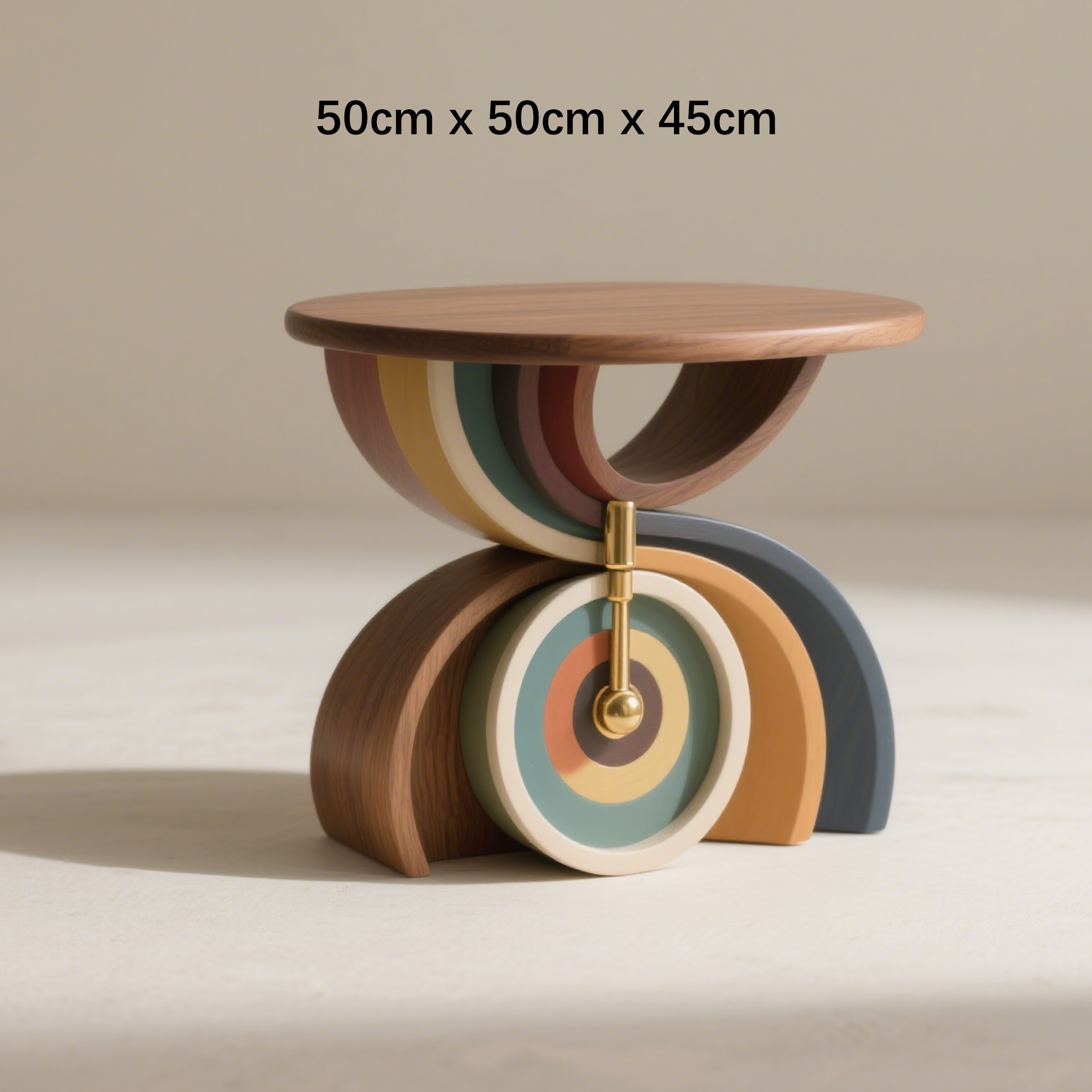 木質彩虹小桌正面展示