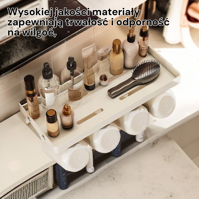 Wiszący na ścianie stojak na szczoteczki i kubki do płukania ust bez wiercenia do łazienki