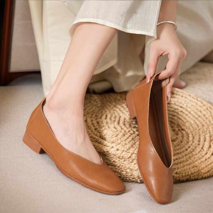 여성 소프트 스퀘어 펌프스 편안한 통풍 백배 출근 단화 플랫 발에 닳지 않는 여성 단화 소프트 코튼 굽 낮은 단화