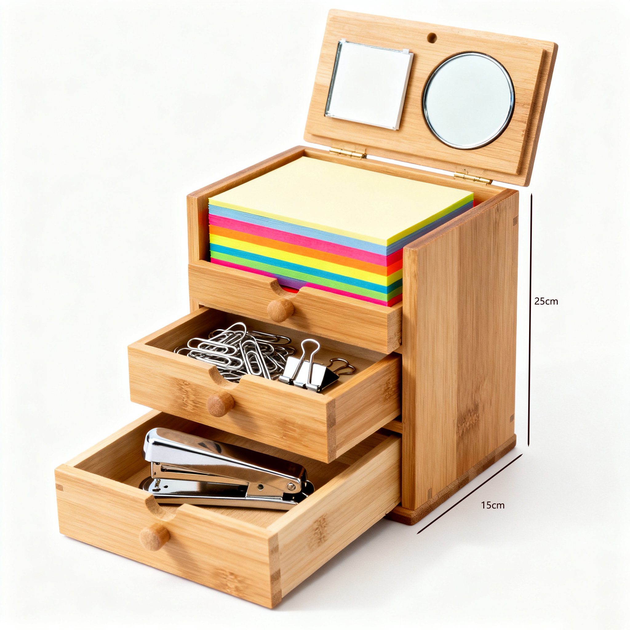 학습용품을 깔끔하게 정리한 책상용 선반