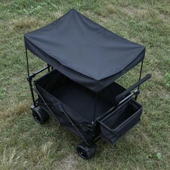 Outdoor Folding Camping Wagon with Canopy Picnic Cart with Sunshade