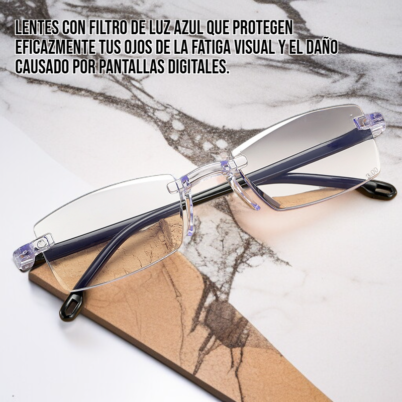 Gafas de lectura ultraligeras sin marco y antiluz azul