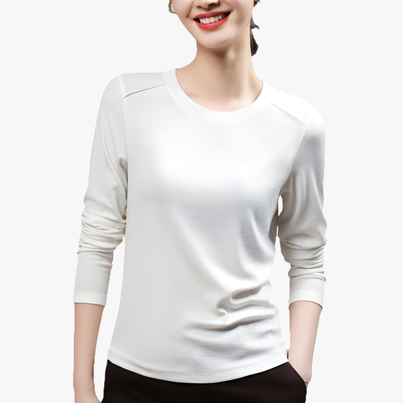 2025年秋冬新作 テンセルウール ベースレイヤー Tシャツ 暖かい 防寒 肌に優しい 通気性 着痩せ 伸縮性のある肩 ラウンドネック 長袖 レディース Tシャツ