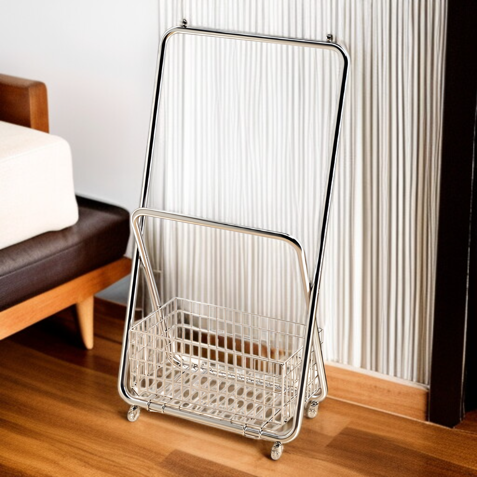 علاقة ملابس بإطار بكرة معدنية سميكة