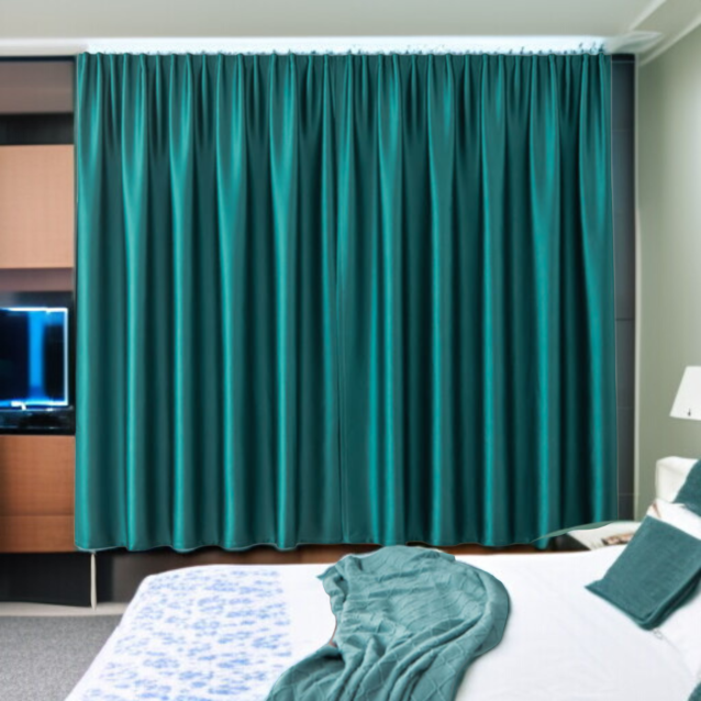 寝室の完全な遮光カーテン自己接着日除けの生地はパンチ穴の取付けの日焼け止めの熱絶縁材のカーテンを放します