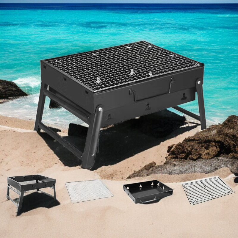 아웃도어 휴대용 바베큐 그릴 숯 서랍형 그릴 접이식 휴대용 그릴