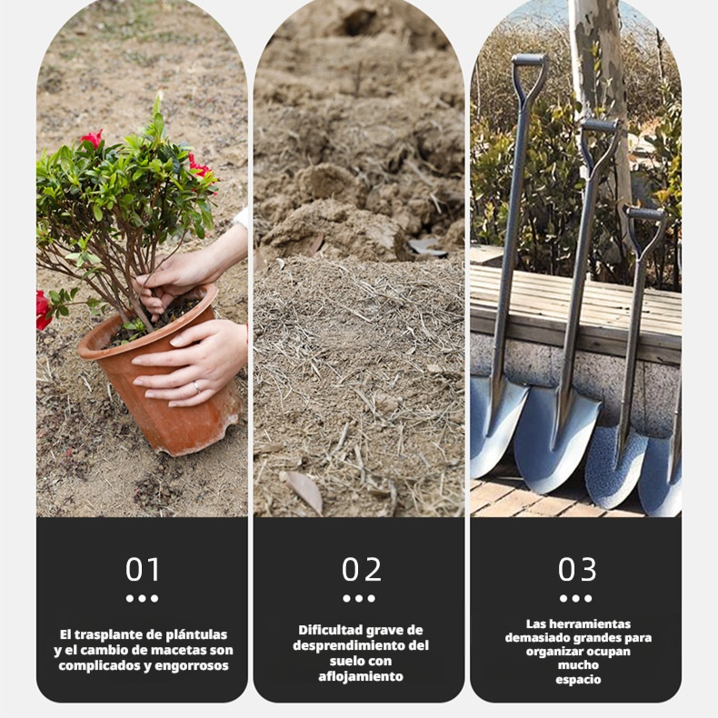 Herramienta de trasplante y aflojado de suelo multifuncional de acero inoxidable para jardinería
