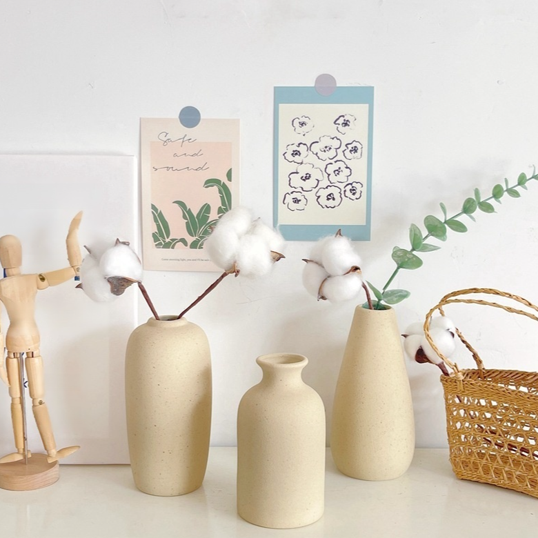 White frosted ceramic vase