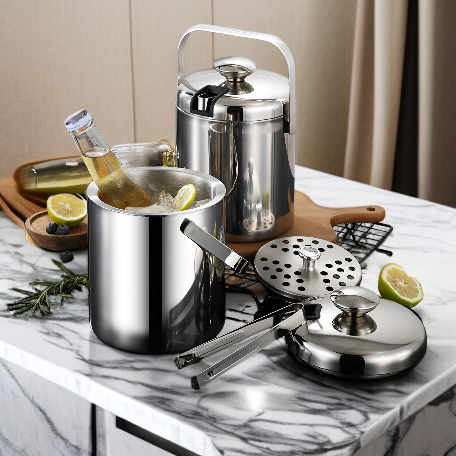 Edelstahl Doppelschicht Champagner Eisfass