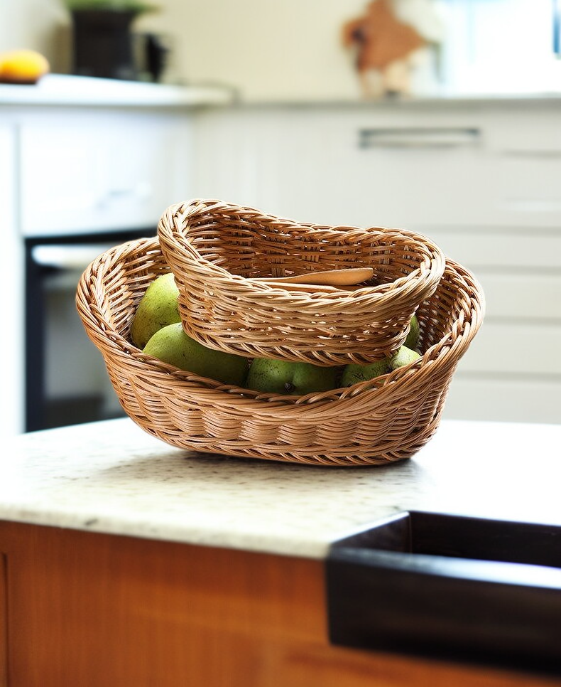 홈카페 스타일의 등나무 모조 소재 접시