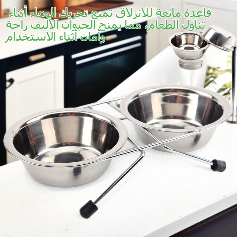  وعاء طعام الحيوانات الأليف من الستانلس ستيل 