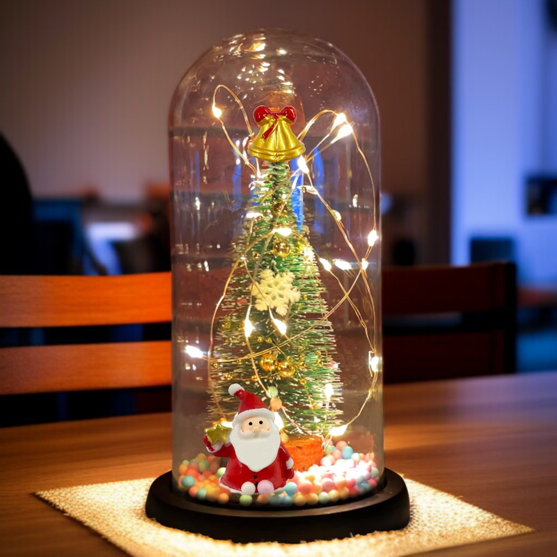 クリスマスツリーのデスクトップの装飾、光るガラスカバー、ナイトライト、デスクトップの装飾、クリエイティブなクリスマスプレゼント