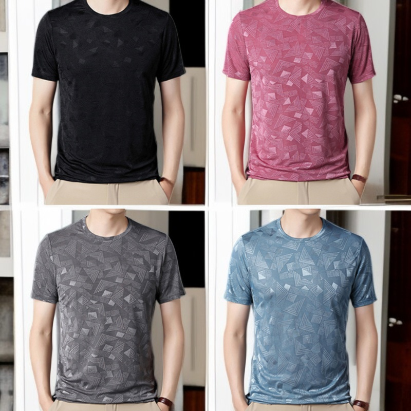 Camiseta de manga corta para hombre confeccionada en seda morera.